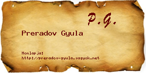 Preradov Gyula névjegykártya